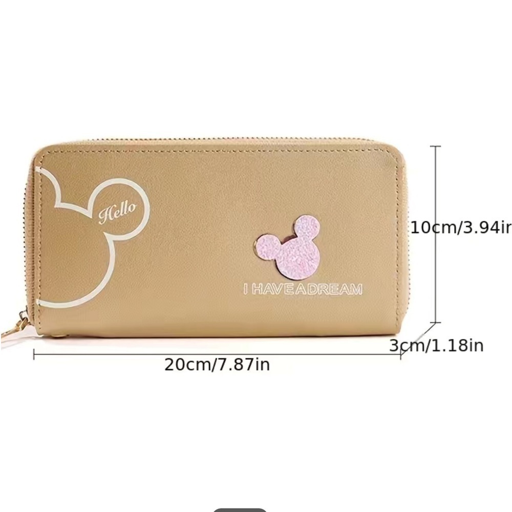 Minnie Mickey Mouse Wristlet Clutch Convertible Long Glitter Disney Wallet Green - Picture 9 of 16